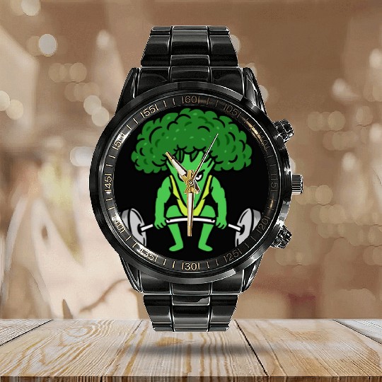 Weightlifting Broccoli For Broccoli Lover Calendar Steel Band Watch