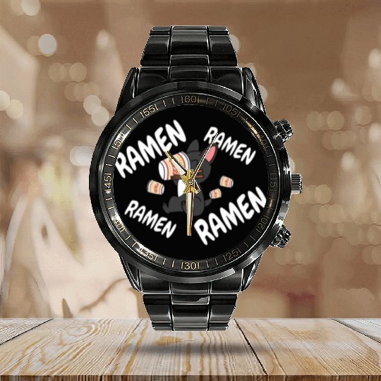 French Bulldog Instant Ramen Noodles Calendar Steel Band Watch