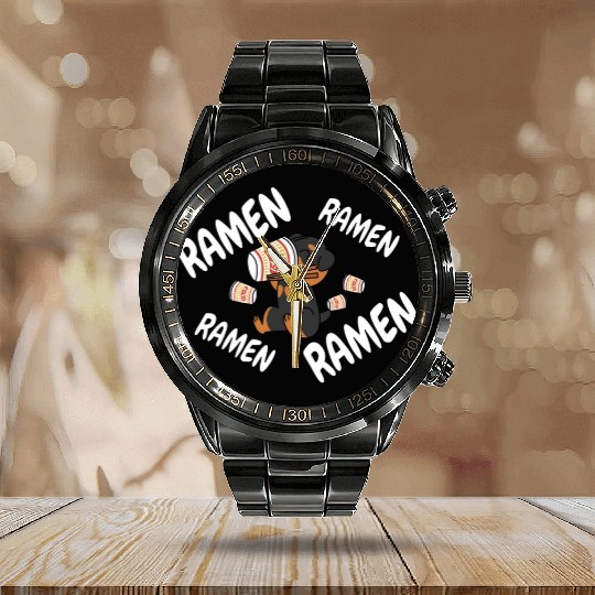 Rottweiler Instant Ramen Noodles Calendar Steel Band Watch
