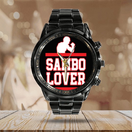 Sambo Lover Martial Arts Fighter Coach Training Calendar Steel Band Watch