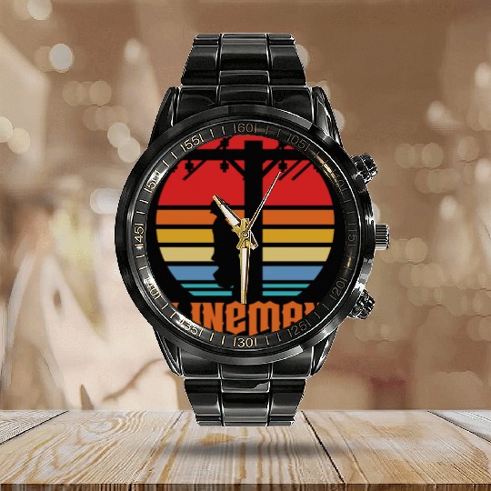Lineman Retro Vintage Calendar Steel Band Watch