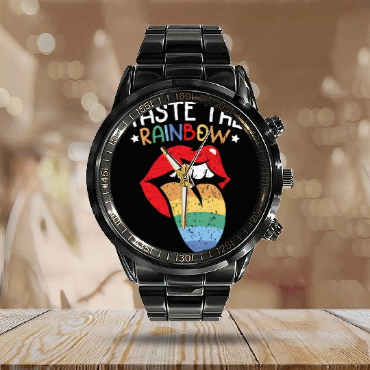 Taste The Rainbow Lover Rainbow Whisperer Calendar Steel Band Watch