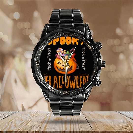 Candy Countdown, spooky Halloween, Trick or Treat Calendar Steel Band Watch