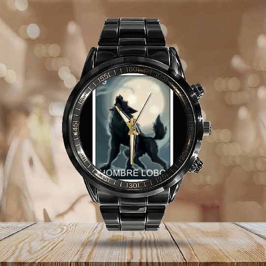 Hombre Lobo Werewolf Card Mexican Lottery Calendar Steel Band Watch