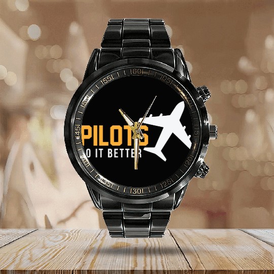 Pilots Do It Better Calendar Steel Band Watch