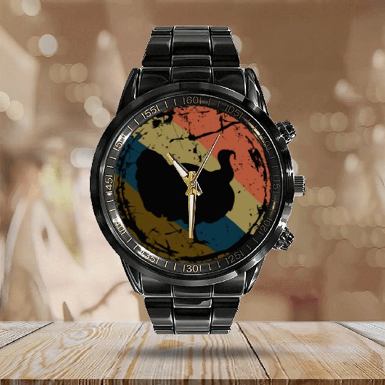 Turkey Lover Gift Turkey Farmer Gift Vintage Turke Calendar Steel Band Watch