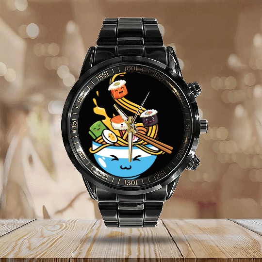 Kawaii Anime Ramen Sushi Calendar Steel Band Watch