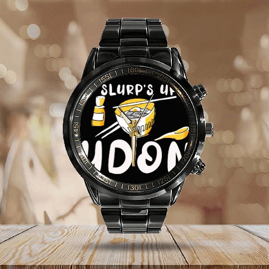 Slurp's Up Udon Noodles Pun Japanese Ramen Pasta D Calendar Steel Band Watch