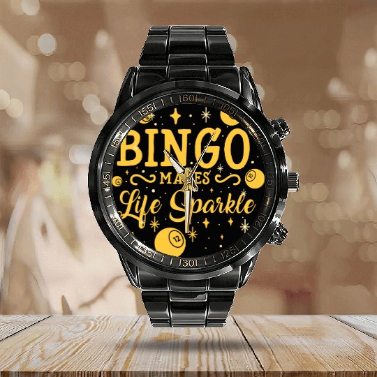 Bingo Makes Life Sparkle Calendar Steel Band Watch