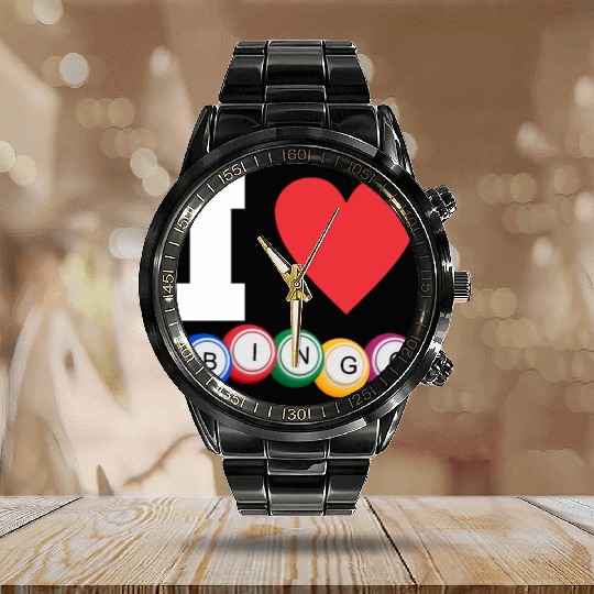 I Love Bingo Funny Bingo Lover Funny Bingo Calendar Steel Band Watch