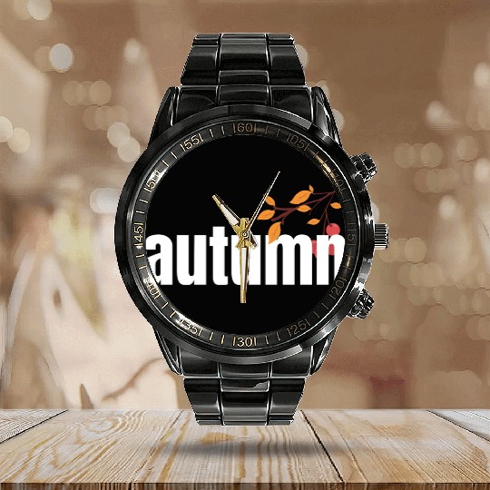 Autumn Tree Orange Fall Leaves The Season Calendar Steel Band Watch