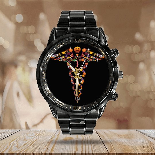 Halloween Medical Sign Calendar Steel Band Watch
