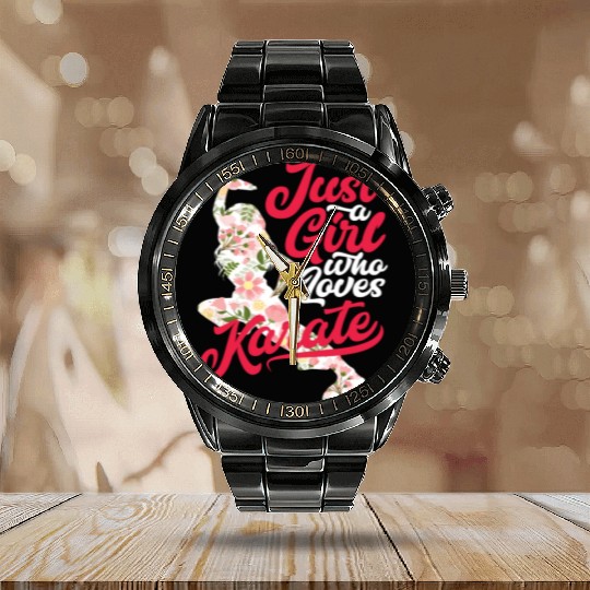 Flowers Karate Woman Girl Calendar Steel Band Watch