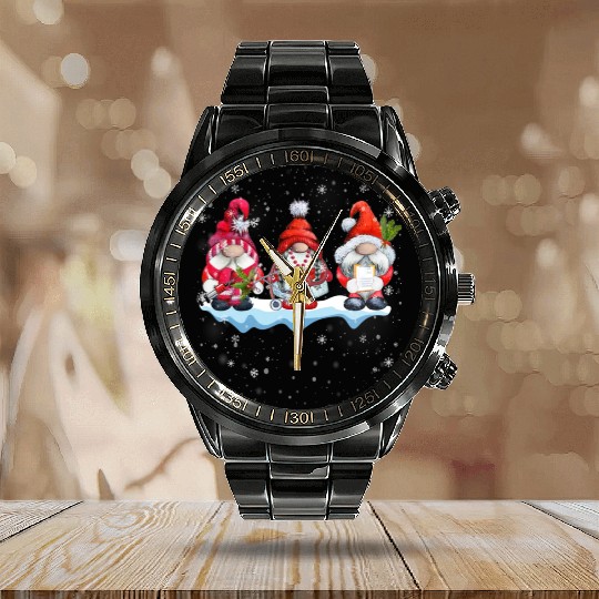 Gnomes Christmas Nurse Phlebotomy Calendar Steel Band Watch