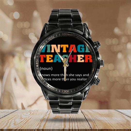 Vintage Teacher Definition Calendar Steel Band Watch