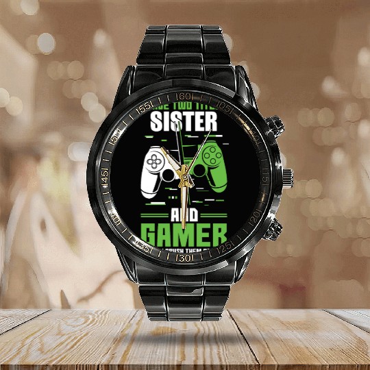 Two Titles Sister Gamer Video Game Lover Gaming Calendar Steel Band Watch