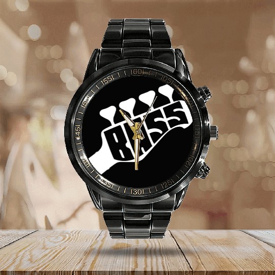 Bass Guitar Calendar Steel Band Watch