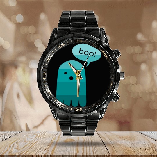 Persian Green Boo Ghost Halloween Calendar Steel Band Watch