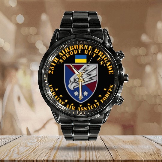 Ukraine 25th Airborne Brigade Nobody but Us X 300 Calendar Steel Band Watch