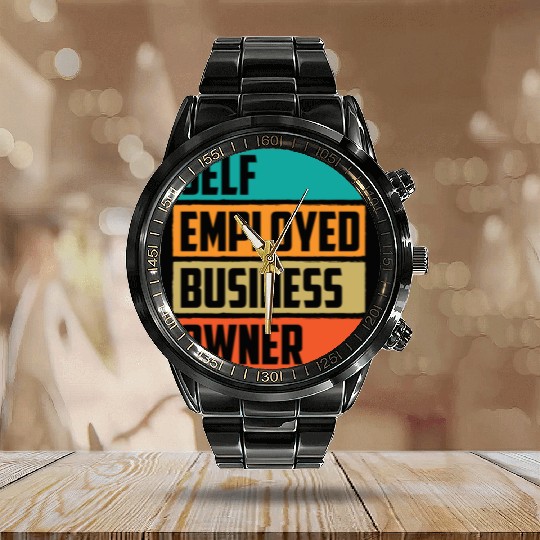 Self Employed Business Owner Work Freelancer Boss Calendar Steel Band Watch