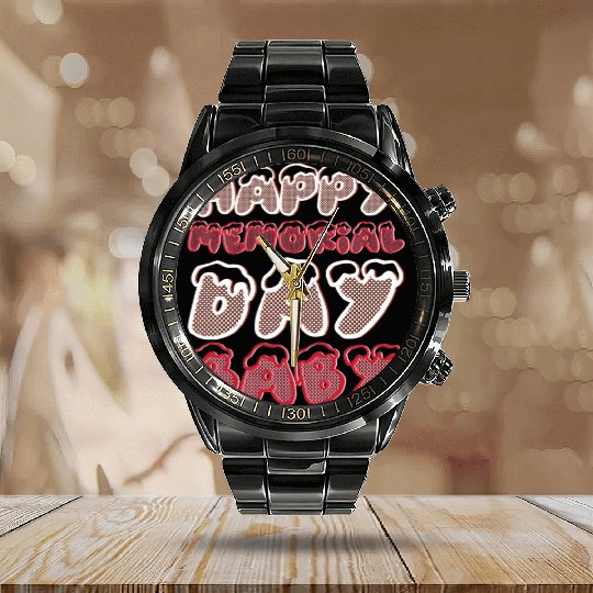 Happy Memorial Day Baby Calendar Steel Band Watch