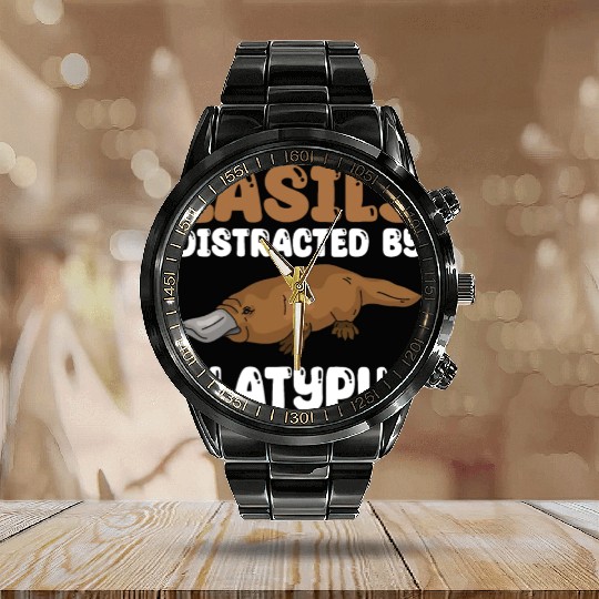 Platypus Lover Design Calendar Steel Band Watch