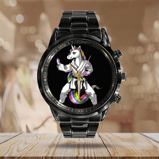 Unicorn Karate Girl Calendar Steel Band Watch