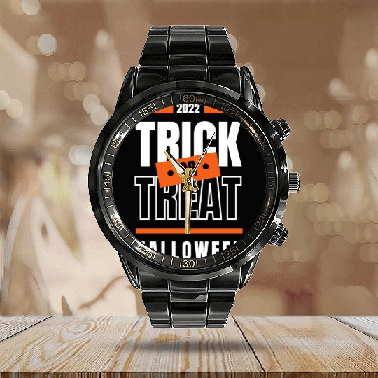 Trick or treat Halloween Calendar Steel Band Watch
