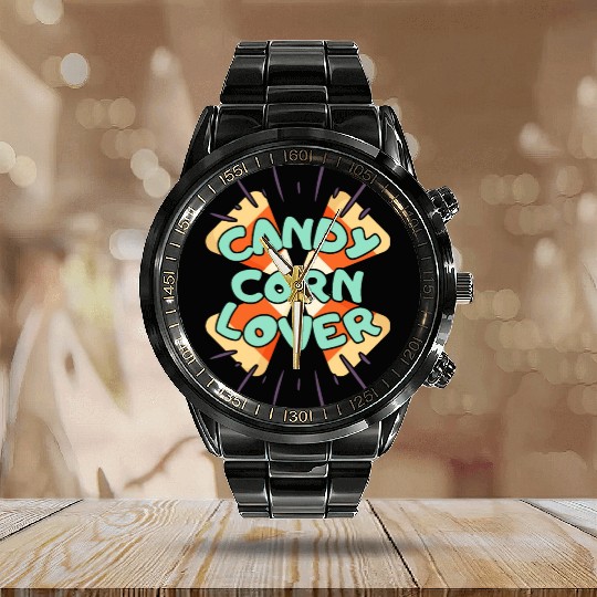 Candy Corn Lover Calendar Steel Band Watch