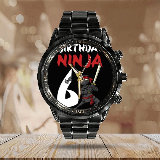 Birthday Party 6 Years Old Japanese Ninja Birthday Calendar Steel Band Watch