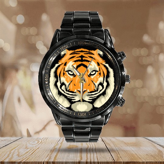 Tiger Head Calendar Steel Band Watch