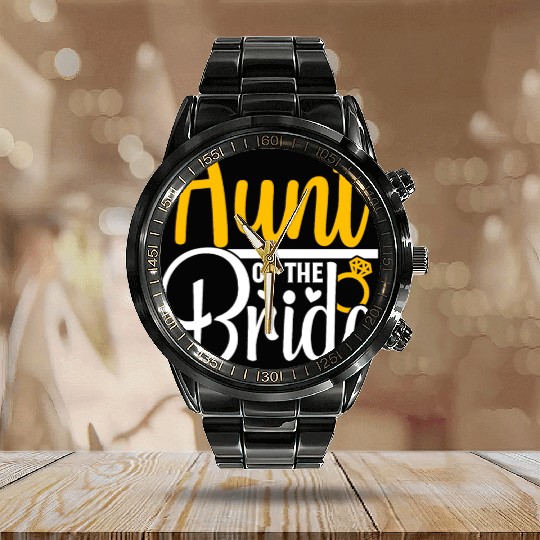Aunt Of The Bride Wedding Party Matching Gift Calendar Steel Band Watch