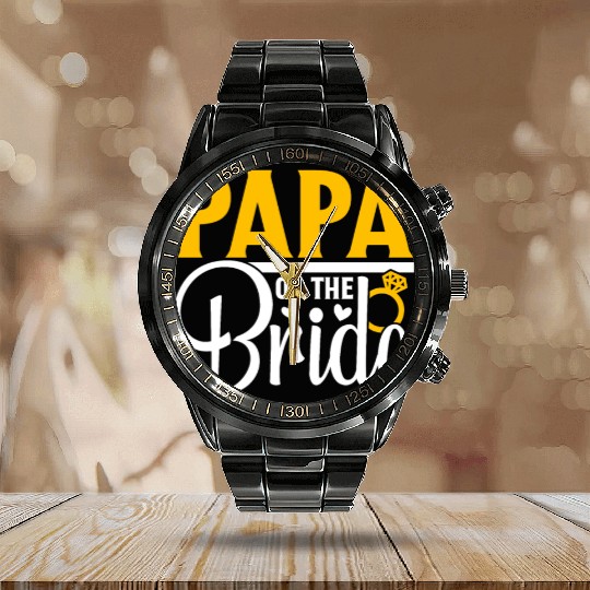 Papa Of The Bride Wedding Party Matching Gift Calendar Steel Band Watch