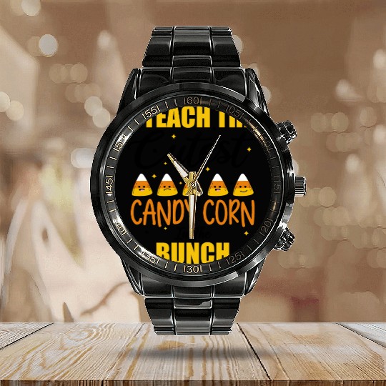 Cute I Teach The Cutest Candy Corn Halloween Calendar Steel Band Watch