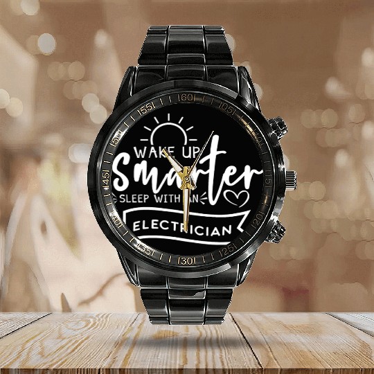 Lineman Designs Sleep With An Electrician Design W Calendar Steel Band Watch