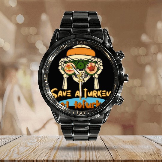 Save a turkey eat tofurkey Calendar Steel Band Watch