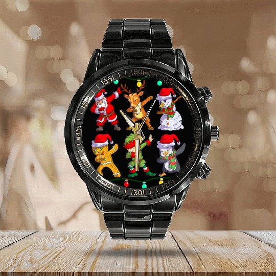 Christmas Dabbing Santa Elf De Friends Xmas Calendar Steel Band Watch