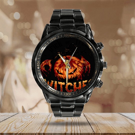Trick or Treat Witches Calendar Steel Band Watch