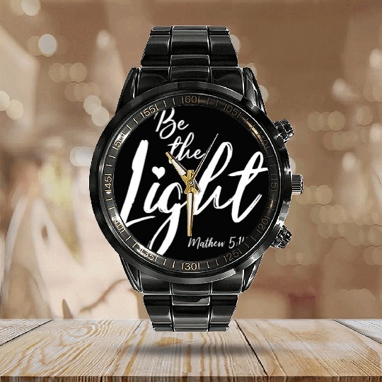 Be The Light Matthew 514 Christian Bible Verse T S Calendar Steel Band Watch