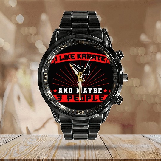 Karate Black Belt Gi Uniform I Calendar Steel Band Watch