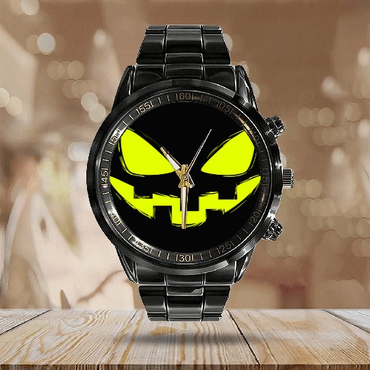 Pumpkin Halloween Calendar Steel Band Watch