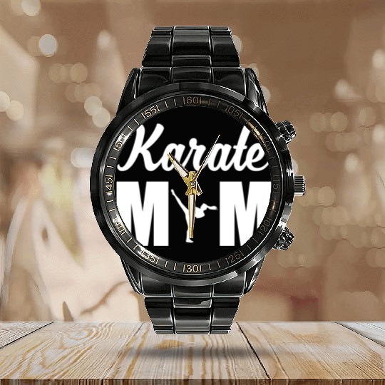 Karate Mom Calendar Steel Band Watch