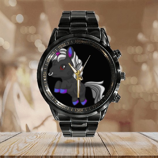 Goth Unicorn Zombie Gothic Occult Halloween Calendar Steel Band Watch