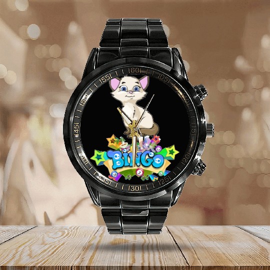 Bingo Gatos camisa los gatos Gatito caprichoso Calendar Steel Band Watch