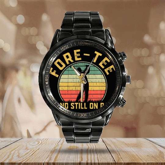 Funny 40th Birthday Golfer 40 Years Old Golfing Calendar Steel Band Watch