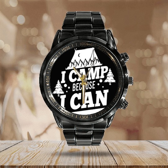 Cool campsite for camper and nature lovers Calendar Steel Band Watch