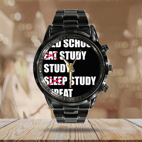 Med School Eat Study Sleep Repeat Medical Student Calendar Steel Band Watch