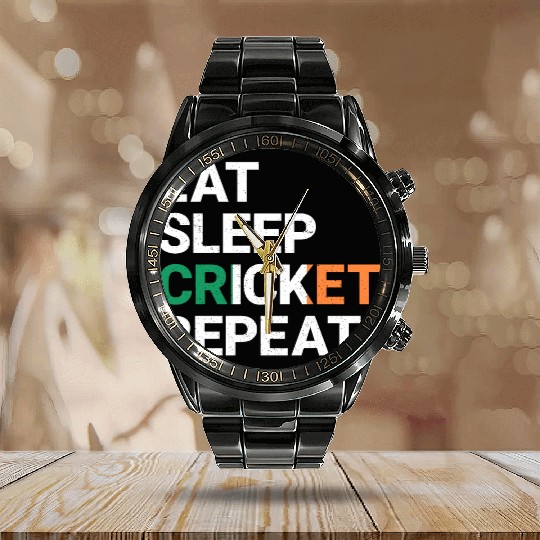 Eat Sleep Cricket Repeat Ireland Flag Sports Gift Calendar Steel Band Watch