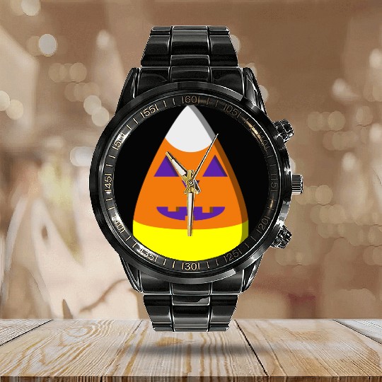 candy corn jack o lathern Calendar Steel Band Watch