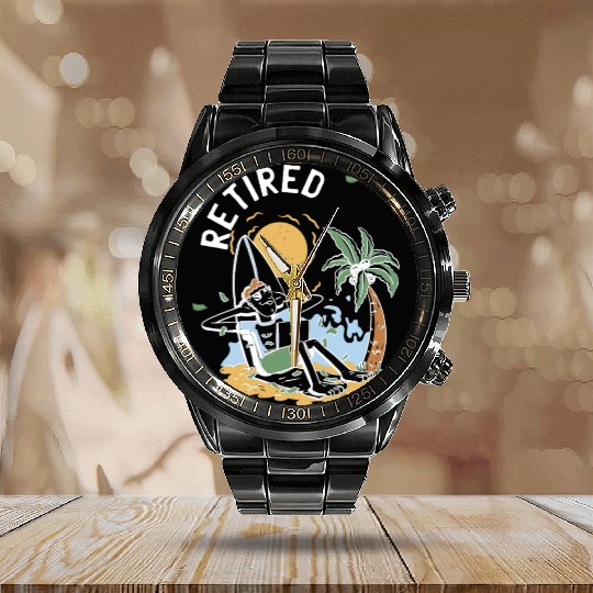 Retired Funny Retirement Calendar Steel Band Watch
